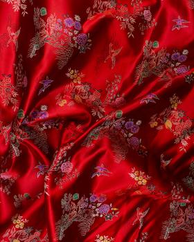 Satin jacquard nature asian Red - Tissushop